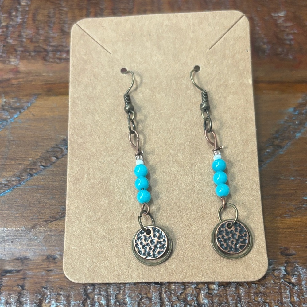 Turquoise Beaded Dangle Earrings